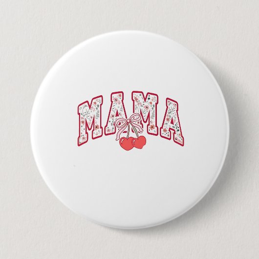 Mama is 2025 Moederdag Coquette strik Ronde Button 7,6 Cm (Voorkant)