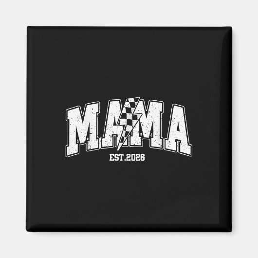 Mama Is 2026 Zwangerschapsaankondiging Blikseminsl Magneet (Voorkant)