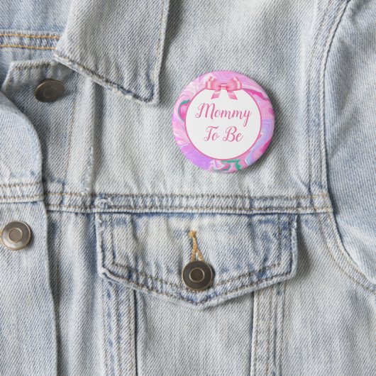 Mama is Baby shower roze en Paars Ronde Button 5,7 Cm (In situ)