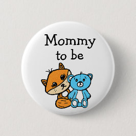 Mama is Baby shower van Little Fox en Teddy Bear Ronde Button 5,7 Cm