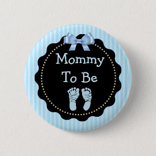Mama is blauw en zwart Baby shower Ronde Button 5,7 Cm