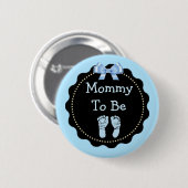 Mama is blauw en zwart Baby shower Ronde Button 5,7 Cm (Voorkant /achterkant)