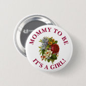 Mama is Burgundy Rose Bouquet Baby shower Ronde Button 5,7 Cm (Voorkant /achterkant)