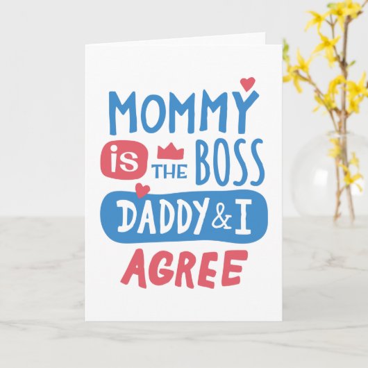 Mama is de baas Papa en ik zijn het eens Kaart (Gele Bloem)