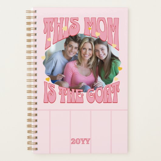Mama is de Geit Foto Roze Rode Retro Planner (Voorkant)