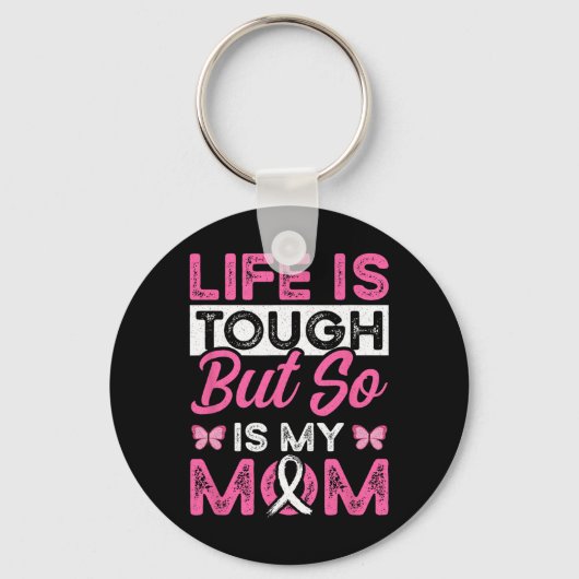 Mama is een overlevende roze lint borstkanker pati sleutelhanger (Voorkant)