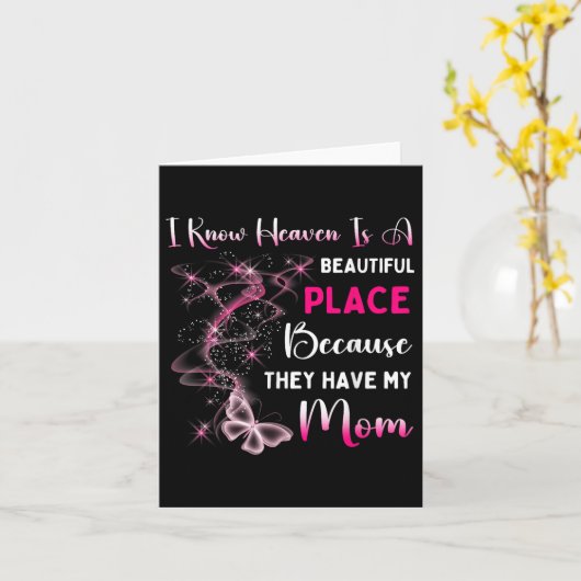 Mama is mijn beschermengel in de hemel Herdenkings Kaart (Gele Bloem)