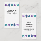 Mama Kaart w / Blauwgroen, Paarse & Blauwe Puzzel  Contactkaartje (Voorkant / Achterkant)