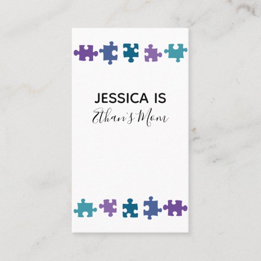Mama Kaart w / Blauwgroen, Paarse & Blauwe Puzzel  Contactkaartje (Voorkant)