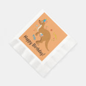 Mama Kangoeroe en Baby in Verjaardag Petten Servetten (Hoek)