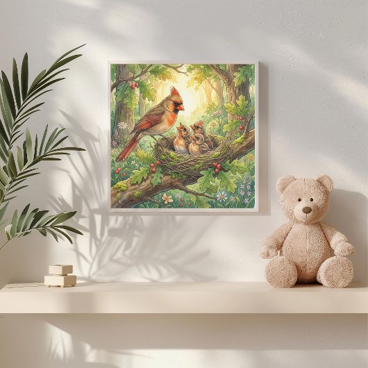 Mama Kardinaal en haar Kuikens Kleuterschool Poster