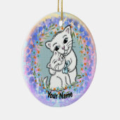Mama Kat en Kitten Keramisch Ornament (Rechts)