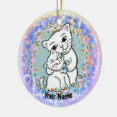 Mama Kat en Kitten Keramisch Ornament (Links)