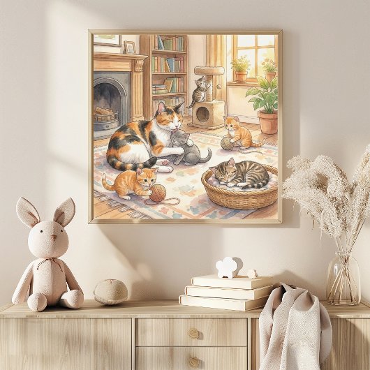 Mama Kat en Kittens Nursery Poster
