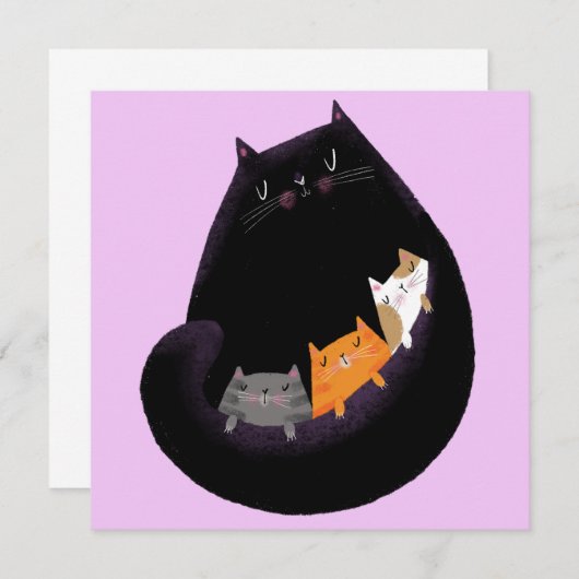 Mama kat & kittens Kaart (Voorkant / Achterkant)