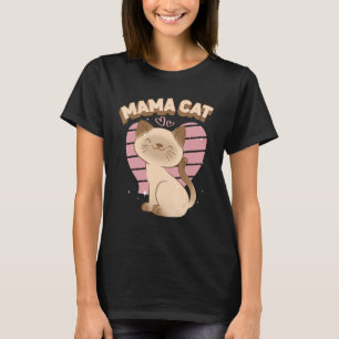 Mama Kat Leuke Siamese Kat Ras Hart Decor Moeder T-shirt