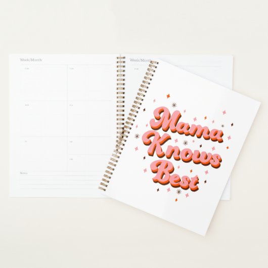 Mama kent Best Pink Brown Sweet Retro Lettering Planner (Display)