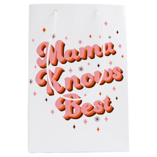 Mama kent beste roze bruine grappige retro Letteri Medium Cadeauzakje (Voorkant)