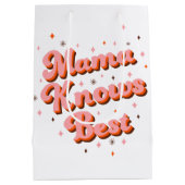 Mama kent beste roze bruine grappige retro Letteri Medium Cadeauzakje (Achterkant)