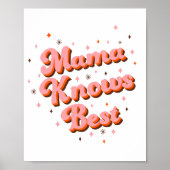 Mama kent beste roze bruine grappige retro Letteri Poster (Voorkant)