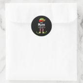 Mama Kerst Elf Matching Pyjama X-mas Feest Ronde Sticker (Tas)