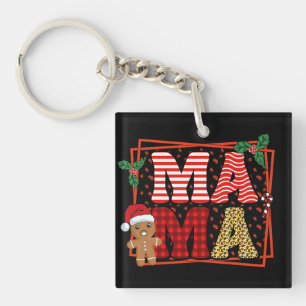 Mama - Kerst geruite patroon ontwerp Sleutelhanger