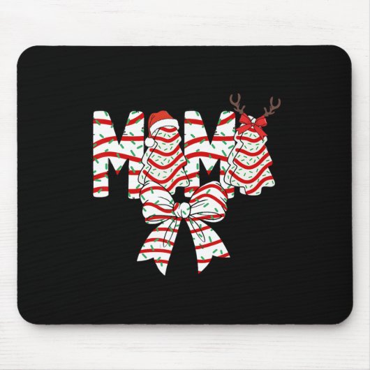 Mama Kerstboom Cake Patroon Coquette Bow Xmas Muismat (Voorkant)