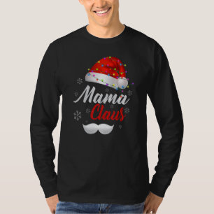 Mama Kerstman Hoed Licht Sneeuw Familie Kerstman C T-shirt
