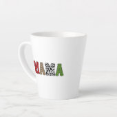 Mama Kerstmis Geruite Patroon Ontwerp Latte Mok (Linkerhoek)