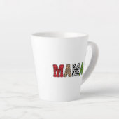 Mama Kerstmis Geruite Patroon Ontwerp Latte Mok (Rechterhoek)