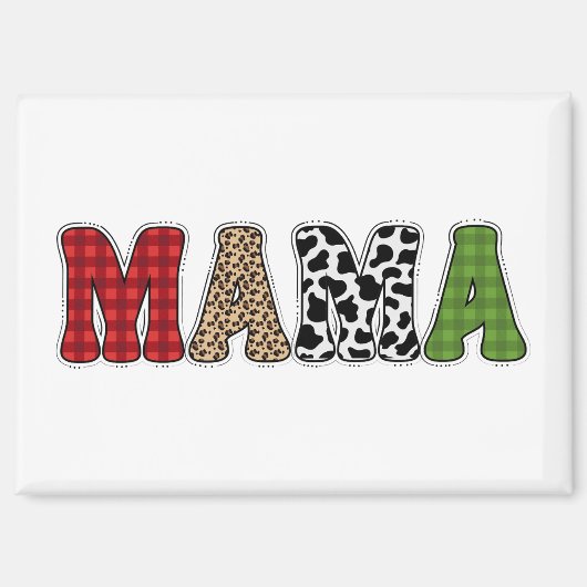 Mama Kerstmis Geruite Patroon Ontwerp Magneet (Voorkant)