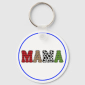 Mama Kerstmis Geruite Patroon Ontwerp Sleutelhanger (Achterkant)