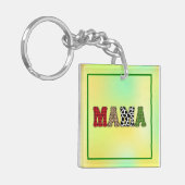 Mama Kerstmis Geruite Patroon Ontwerp Sleutelhanger (Voorkant Links)