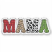 Mama Kerstmis Geruite Patroon Ontwerp Sticker (Voorkant)