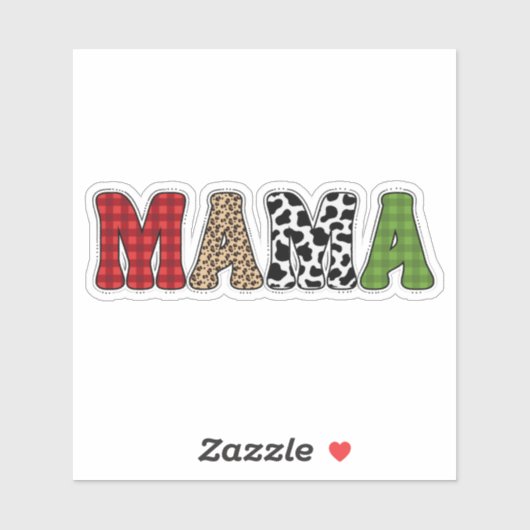 Mama Kerstmis Geruite Patroon Ontwerp Sticker (Vel)