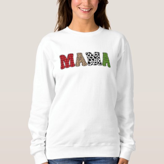 Mama Kerstmis Geruite Patroon Ontwerp Trui (Voorkant)