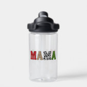 Mama Kerstmis Geruite Patroon Ontwerp Waterfles (Achterkant)