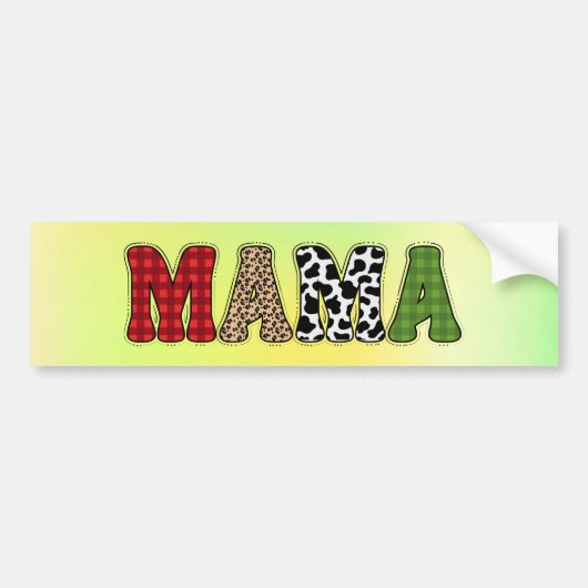Mama Kerstmis geruite patroonontwerp Bumpersticker (Voorkant)
