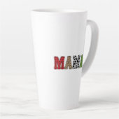 Mama Kerstmis geruite patroonontwerp Latte Mok (Rechterhoek)