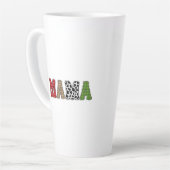 Mama Kerstmis geruite patroonontwerp Latte Mok (Linkerhoek)