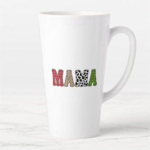 Mama Kerstmis geruite patroonontwerp Latte Mok