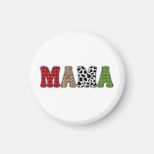 Mama Kerstmis geruite patroonontwerp Magneet (Voorkant)