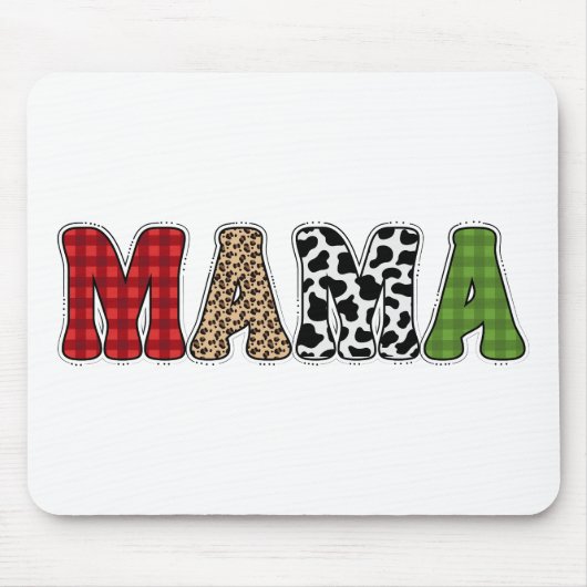 Mama Kerstmis geruite patroonontwerp Muismat (Voorkant)