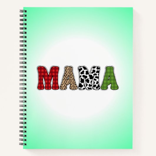 Mama Kerstmis geruite patroonontwerp Notitieboek (Voorkant)