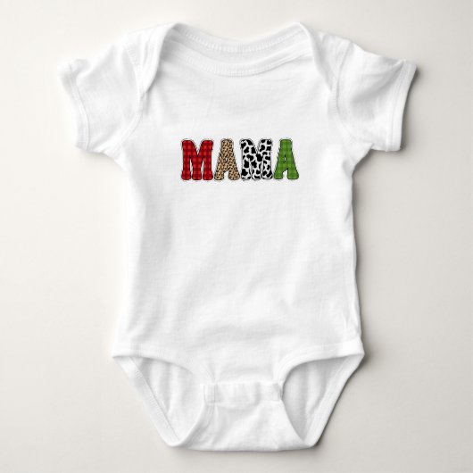 Mama Kerstmis geruite patroonontwerp Romper (Voorkant)