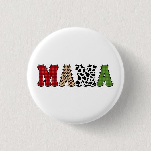 Mama Kerstmis geruite patroonontwerp Ronde Button 3,2 Cm (Voorkant)