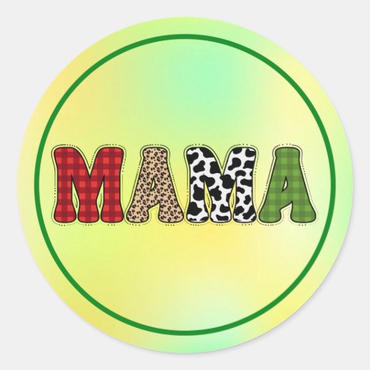 Mama Kerstmis geruite patroonontwerp Ronde Sticker (Voorkant)