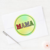 Mama Kerstmis geruite patroonontwerp Ronde Sticker (Envelop)
