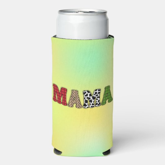 Mama Kerstmis geruite patroonontwerp Seltzer Blikjeskoeler (Seltzer Voorkant)