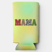 Mama Kerstmis geruite patroonontwerp Seltzer Blikjeskoeler (Achterkant)